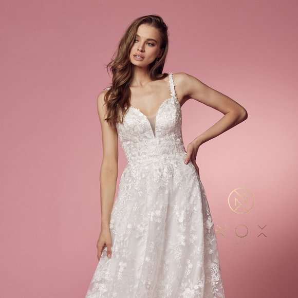 NEW LONG OFF SHOULDER SLEEVELESS A-LINE WEDDING DRESS WITH ZIPPER BACK NX JE922 - Picture 3 of 9